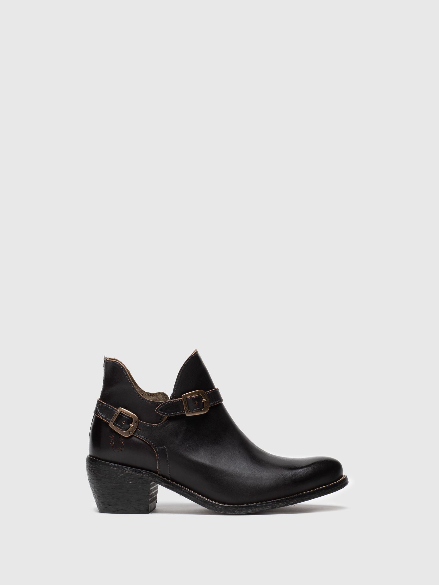 Fly London Black Buckle Ankle Boots
